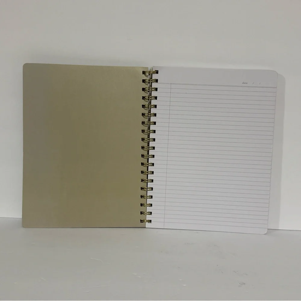 Green Faux Leather Floral Journal with Gold Spiral Binding 192 pages